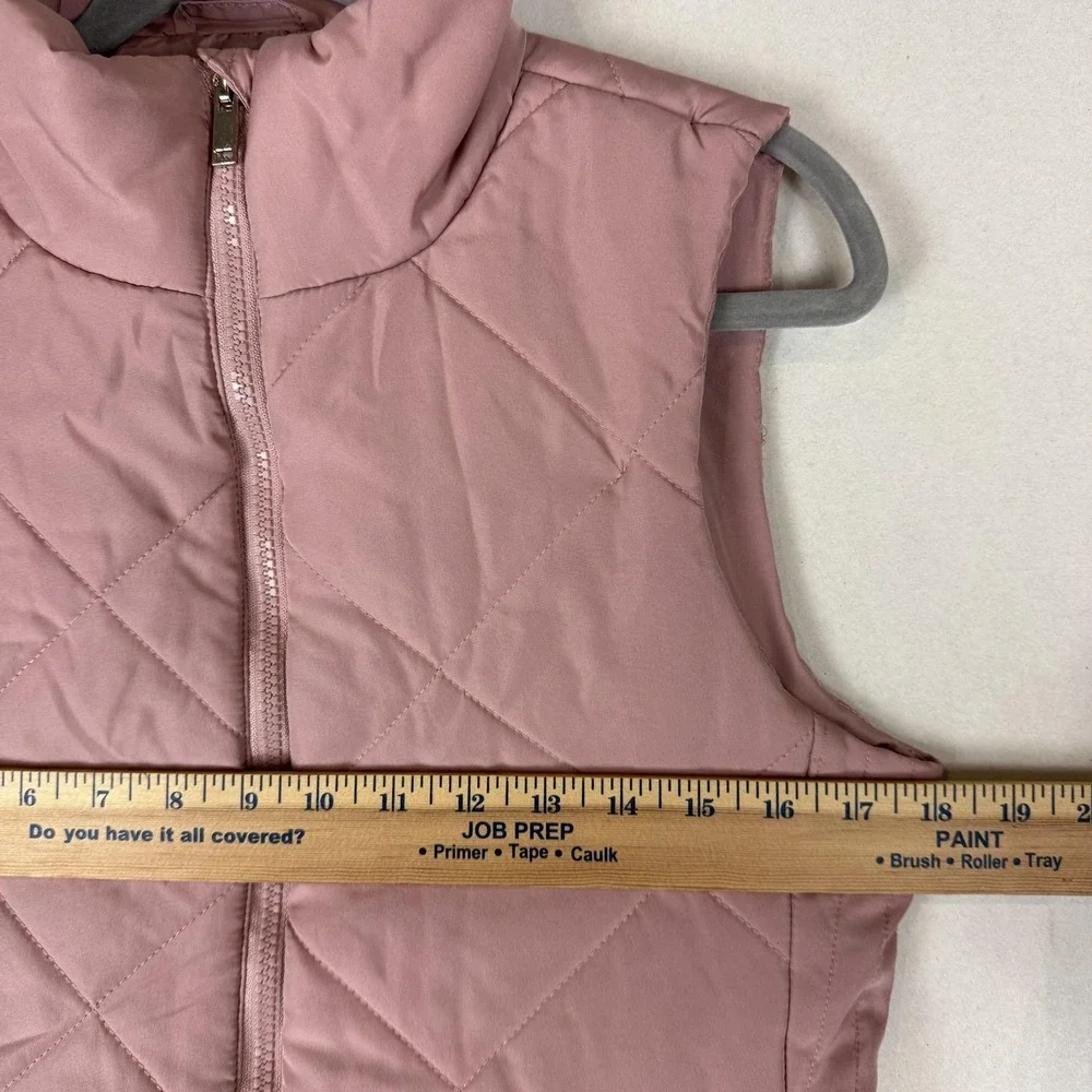 New York & Company Vest Womens Small Pink Quilted Full‎ Zip Puffer Mock Neck